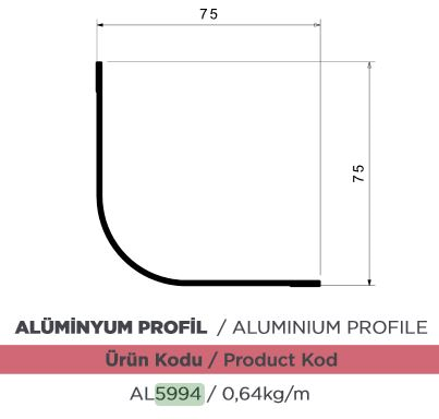 ALUMINYUM PROFIL 75 X 75 MM ( L )
